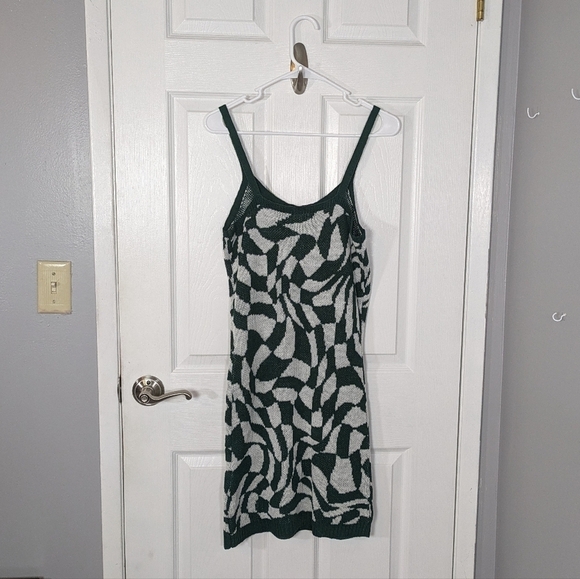 Stitch & Pine Retro Abstract Green Swirls Bodycon Tank Top Sweater Dress Size L - Picture 3 of 7